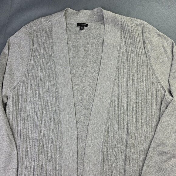 Talbots Plus Cardigan Sweater Womens 2X Gray Open Ribbed Metallic Knit Party - Picture 3 of 12